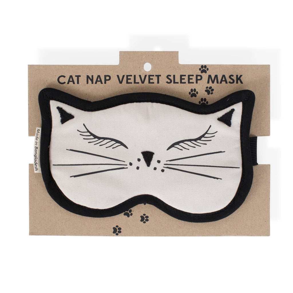 Cat nap velvet sleep mask with white cat face design