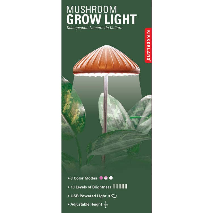 Mushroom-shaped grow light with a green background